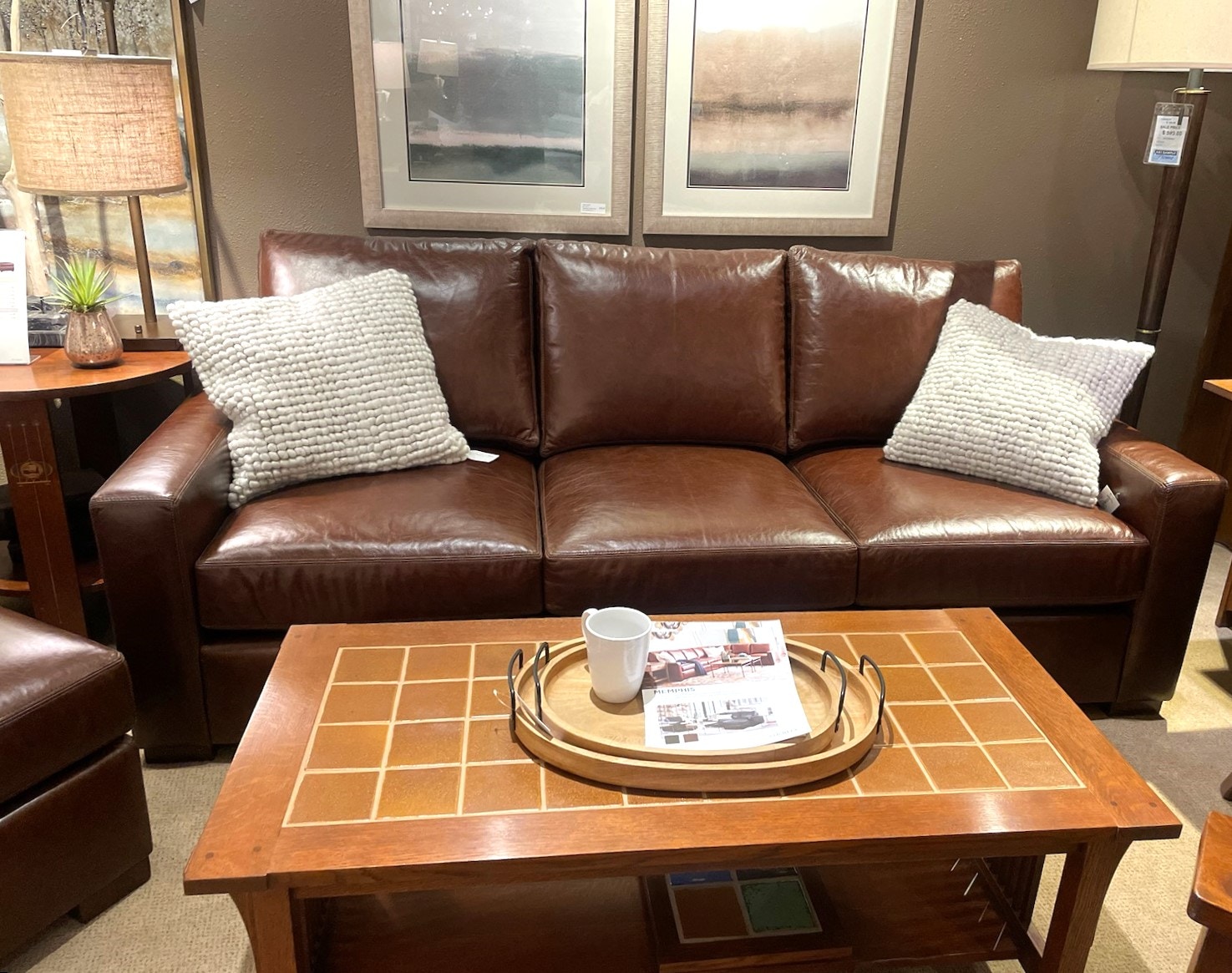 Clearance Stickley Leather Sofa CL847087SOFA Art Sample Furniture